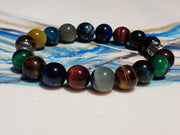 Mixed Colored Tigers Eye Stone Beads Bracelet